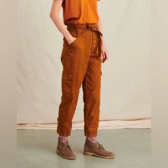 Alex Mill Expedition Cargo Washed Twill Belted Pants in Russet Brown, Size 0 - Picture 1 of 9